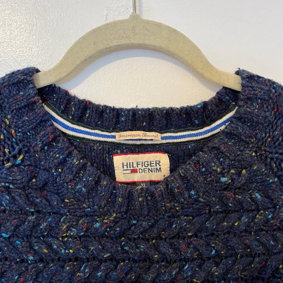 Vintage Tommy Hilfiger Wool Blend Knit Sweater, Speckled Navy Blue, US XL - Picture 4 of 7